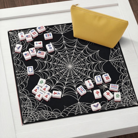 Halloween Spider Web Mahjong Mat, Spooky Game Night Table Runner, Gothic Spiderweb Decor, Witchy Play Mat, Unique Gift Idea