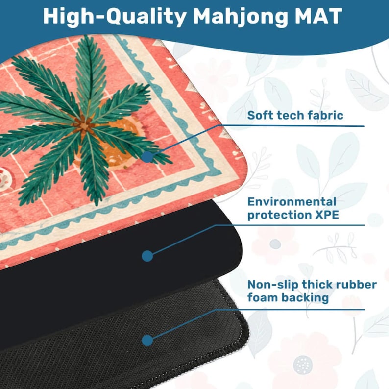 Tropical Pool Party Mahjong Mat, Pink Palm Tree Mahjong Table Cover, Summer Resort Game Mat, Waterproof Mahjong Gift image 7