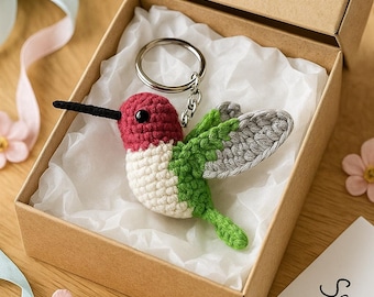 Crochet Hummingbird Keychain: Handmade Amigurumi Bird Bag Charm