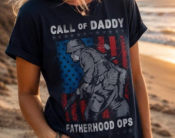 Call of Daddy T-Shirt, Fatherhood Ops Military Gamer Tee, Patriotic Dad Graphic Shirt, Father’s Day Gift for Dad