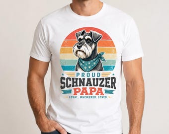 Proud Schnauzer Papa Shirt, Retro Dog Dad Tee, Vintage Miniature Schnauzer T-Shirt, Funny Dog Father Gift, Mens Pet Lover Apparel