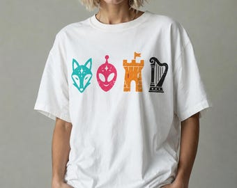 Vintage Wemby Antonio Basketball Shirt - Retro Fox Alien Castle Harp Graphic Tee - Silver & Black Fan Apparel - Unisex T-Shirt