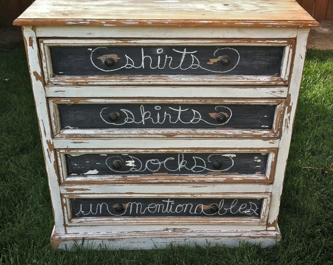 4 Drawer Dresser W/ Chalkboard Drawers Antique White local Etsy