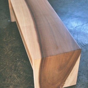 Modern Minimalist Hardwood Bench and Coffee Table   //   Wood Waterfall Effect in Suntanned Poplar