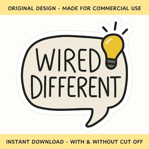 Verkabeltes Unterschiedliches ADHD PNG benutzerdefiniertes Design Bild, Neurodiversent Pin Design für Print on Demand, Aufkleber Design, persönliche und kommerzielle Nutzung