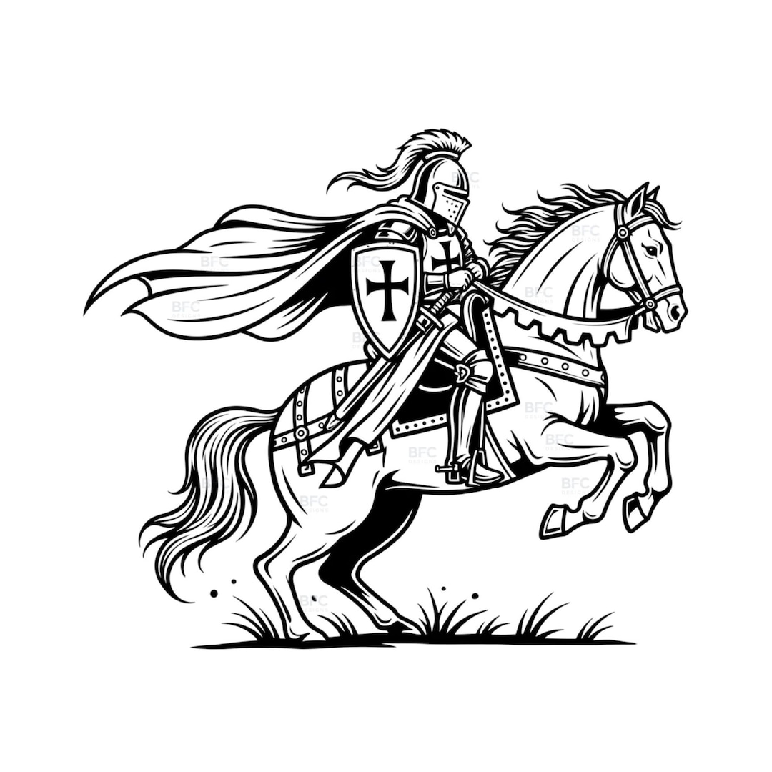 Templar Knight #1, PNG Medieval Clipart, Crusader on Horse, Christian ...