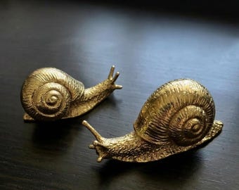 Massief messing slak ladeknoppen, gouden slak kast handgrepen, meubelgrepen voor dieren voor kinderkamer, kinderkamer decor, tuinthema hardware