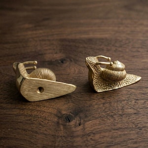 Gold Snail Brass Cabinet Knobs - Unique Animal Drawer Pulls for Nursery, Whimsical Furniture Handles for Dresser, Solid Brass Hardware