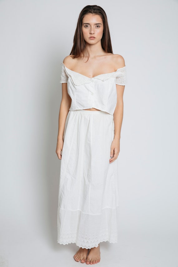 1910's Victorian White Lace Maxi Skirt