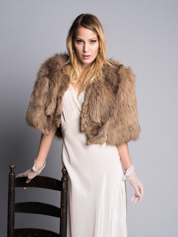1950's Antique Fur Shrug w/Feet