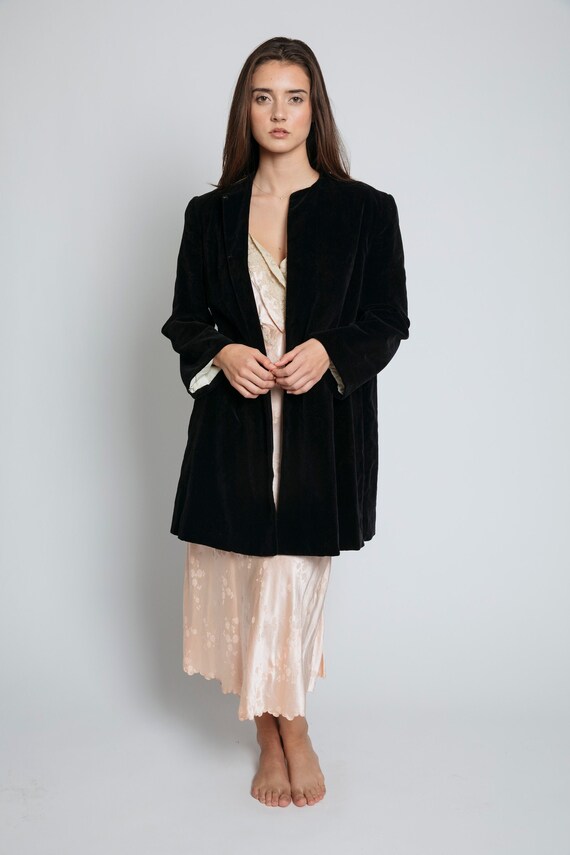 1930's Antique Velvet Black Car Coat
