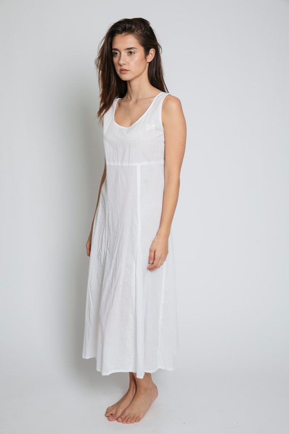 white cotton sleeveless dress
