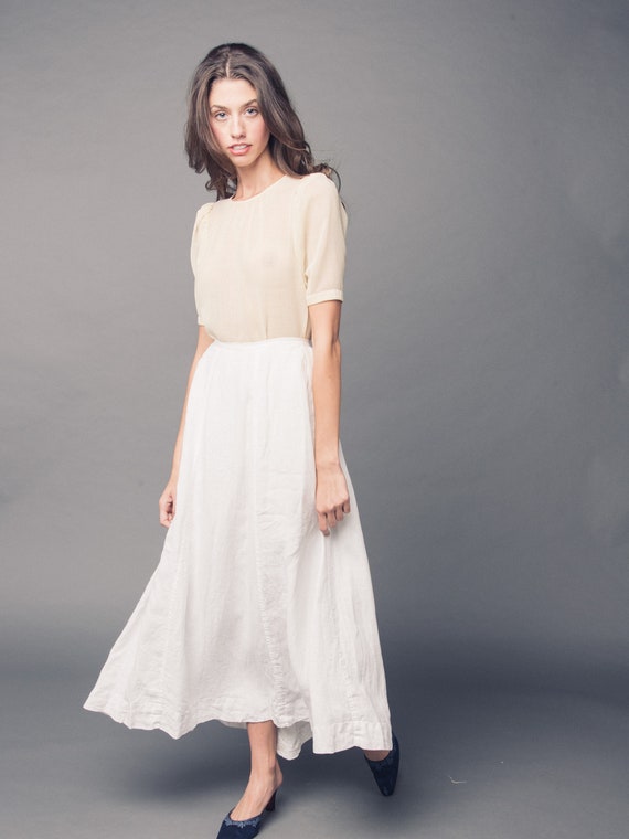 1910's Victorian White Maxi Skirt