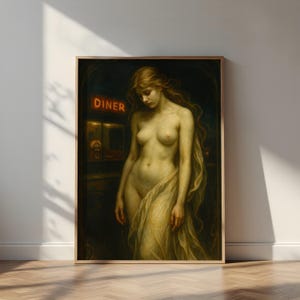 Midnight Diner St. | Nocturne Öl auf Leinwand, digitale Wandkunst für Boudoir oder Inneninszenierung