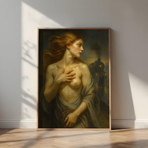 Departure Lingers | Nostalgic Oil On Canvas Digital Wall Art for Boudoir, Gallery Walls, or Romance-Inspired Spaces