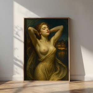 Glanz und Ausstrahlung | Sinnliche Öl auf Leinwand Digitale Wandkunst für Schlafzimmer, romantische Innenräume oder ekstatische weibliche Räume