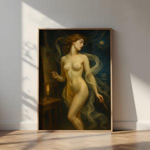 Art Born Bare | Mythic Oil On Canvas Digital Wall Art for Studios, Boudoirs, or Feminine Creative Spaces