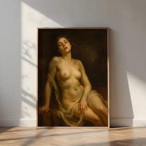 The Breath Beneath | Sensual Oil On Canvas Digital Wall Art for Bedroom, Intimate Interiors, or Reflective Feminine Spaces