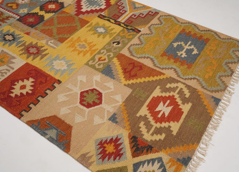 Kilim Rug Patterns Kilim Patchwork Rug, Handwoven Wool Cotton Flatweave, Geometric ...