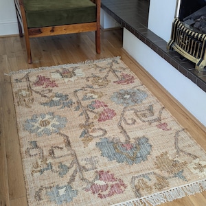 Handwoven Jute & Cotton Area Rug: Natural Fiber Flatweave - 3.5ft X 5ft