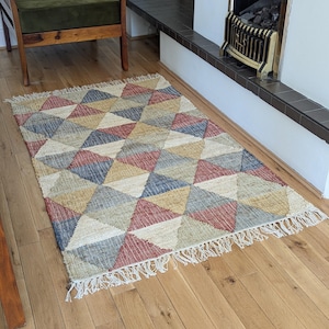 Handwoven Jute & Cotton Rug: Natural Fiber Flatweave - 3.5ft x 5ft