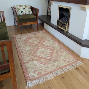 Handwoven Jute & Cotton Rug: Natural Fiber Flatweave - 3.5ft x 5ft