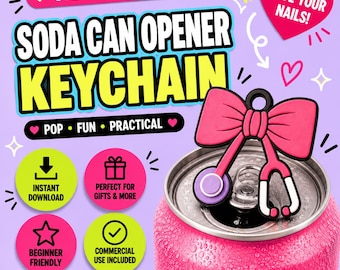 Soda Can Tab Opener Keychain 3D Printer File | Stethoscope Bow | Nurse Appreciation | STL 3MF | Commercial Use | Nail Saver Keychain