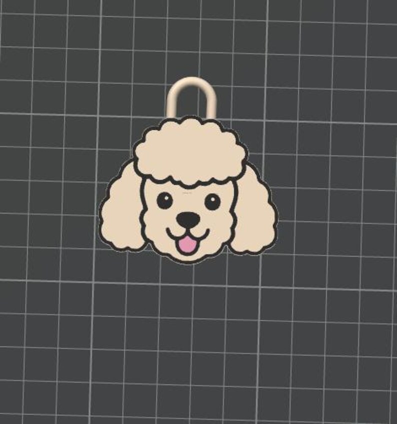 Soda Can Tab Opener Keychain 3D Printer File | Kawaii Poodle Dog Face | STL 3MF image 4