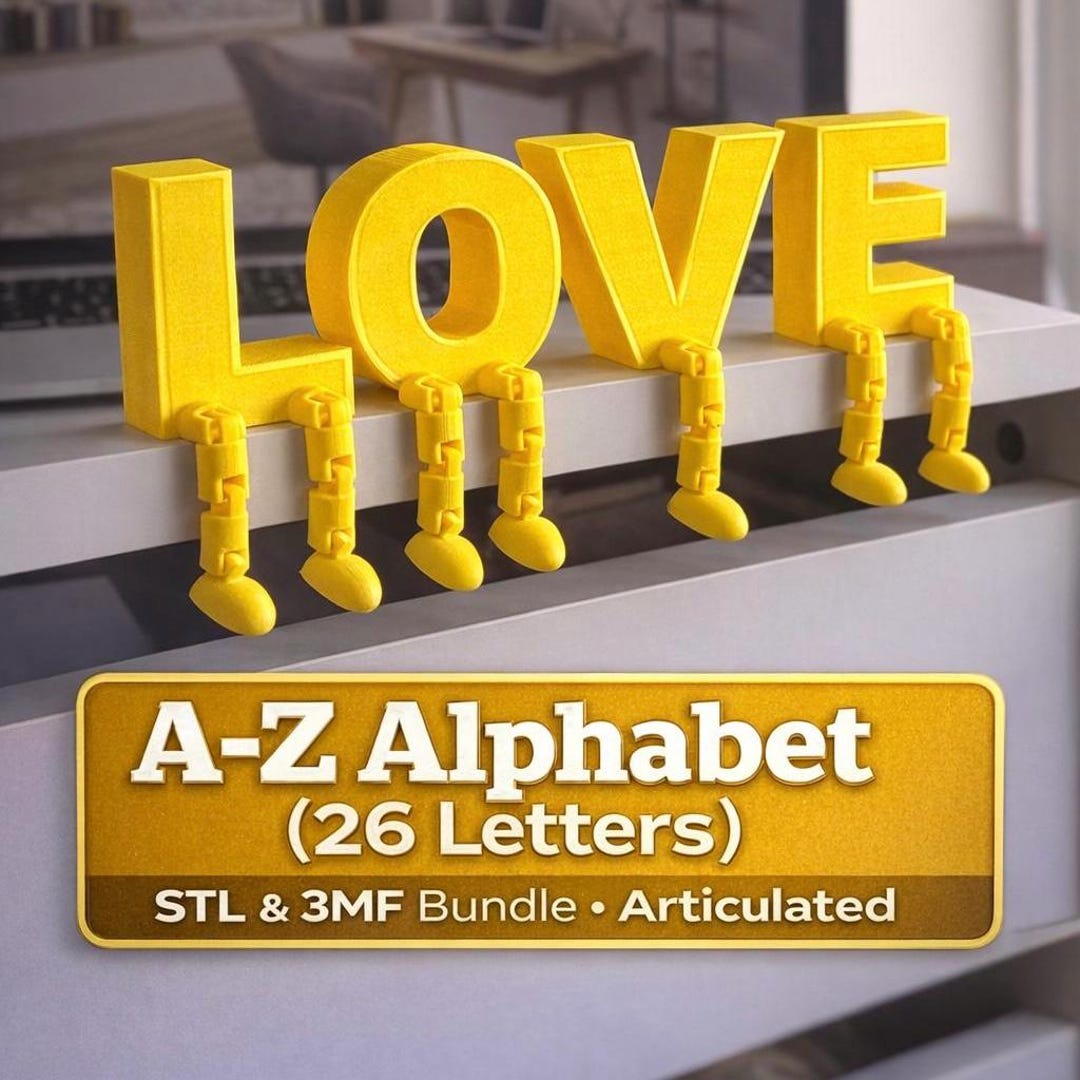 Stl Letters Alphabet STL 3MF Bundle A-Z, Articulated Flexible Letters 3D Model ...