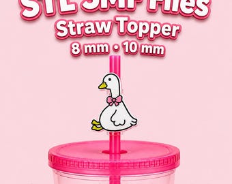 Silly Goose Straw Topper STL 3MF, Kawaii Goose Cup Charm 3D Print File, 8mm 10mm Straw Topper, Goose Lover Gift, Commercial Use Included