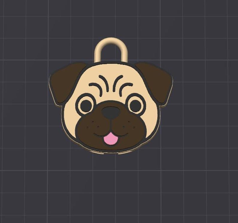 Soda Can Tab Opener Keychain 3D Printer File | Kawaii Pug Dog Face | STL 3MF image 5