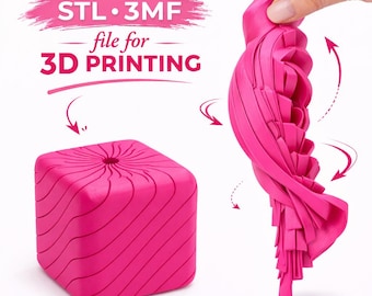 Cubo Anti-Stress Giratório STL, Brinquedo de Mesa Espiral Cinético para Imprimir, Download 3MF, Alívio Sensorial do Estresse, Brinquedo Anti-Stress para TDAH, Presente Imprimível