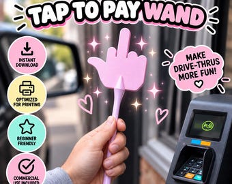 Bacchetta per pagamenti con tocco del dito medio (STL 3MF) / Divertente porta carte NFC stampato in 3D / Bacchetta con gesto volgare / Regalo scherzoso per lui e per lei / Download immediato