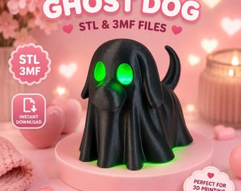 Ghost Dog 3D Print File, Halloween LED Candle Holder (STL, 3MF)