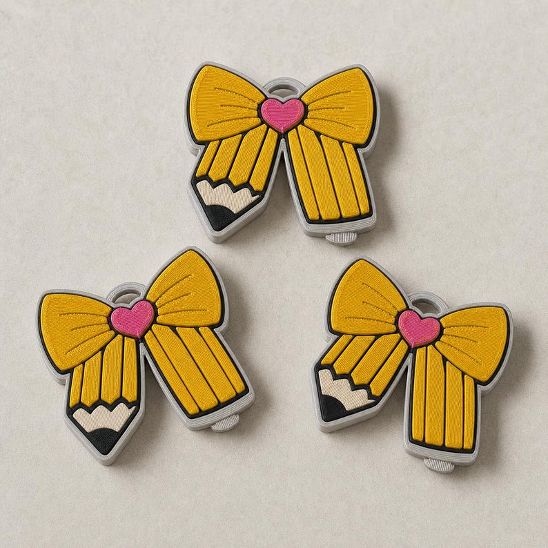 Pencil Bow Can Opener STL 3MF, Teacher Gift Nail Saver Keychain 3D Print File, Back to School Commercial Use image 3