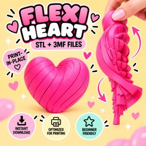 Twisty Fidget Heart STL, Brinquedo Sensorial Cinético de Mesa, Arquivo de Brinquedo Articulado e Flexível, Download 3MF, Brinquedo Anti-Stress, Presente Imprimível para a Mamãe