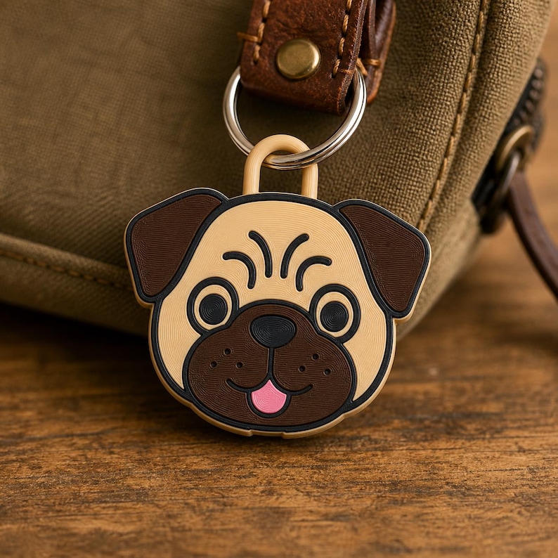 Soda Can Tab Opener Keychain 3D Printer File | Kawaii Pug Dog Face | STL 3MF image 4