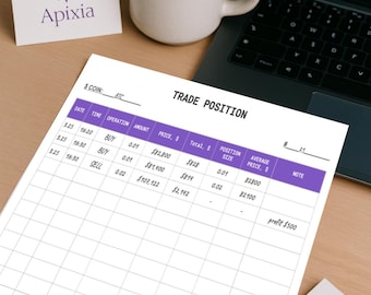 Nota de trading de criptomonedas: PDF imprimible / Registro de transacciones y seguimiento de posiciones / Organizador de cartera de criptomonedas / Descarga digital