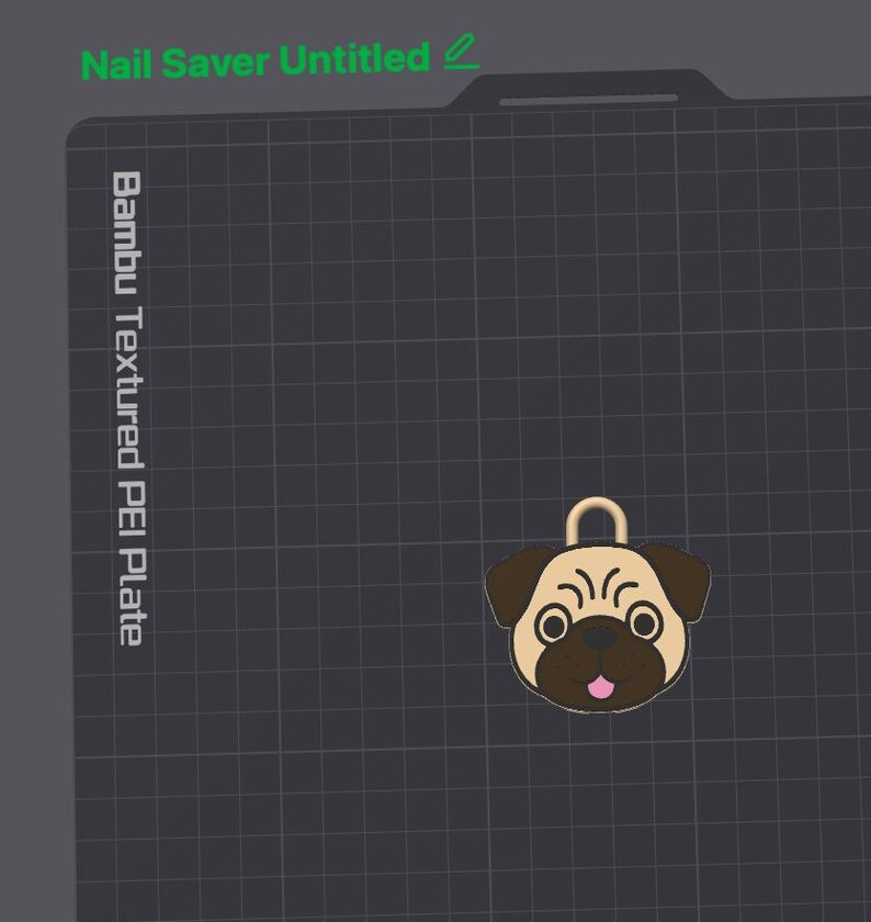 Soda Can Tab Opener Keychain 3D Printer File | Kawaii Pug Dog Face | STL 3MF image 3