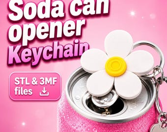 Daisy Can Tab Opener STL 3MF | Nail Saver Keychain 3D Print File | Pop Top Lifter Bachelorette Party Favor| Cottagecore Gift