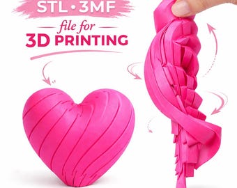 Twisty Fidget Heart STL, Kinetic Sensory Desk Toy, Flexible Articulated Toy File, 3MF Download, Stress Relief Toy, Printable Gift for Mom