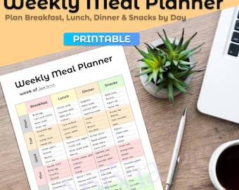 Planificador de comidas semanal imprimible definitivo: paquete de 4 formatos (A4, A5, Carta EE. UU., 2xA4) / Planifica todas tus comidas / Diseño elegante y descarga instantánea en PDF