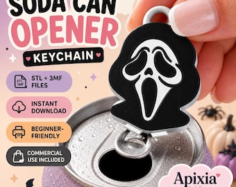 Apribottiglie a forma di maschera horror STL 3MF, portachiavi apribottiglie di Halloween, stampa 3D horror spettrale