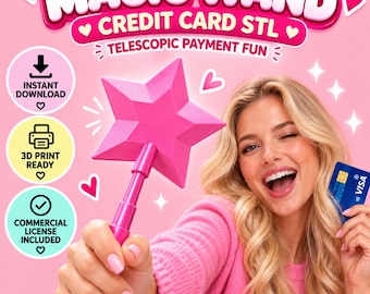 Porta carte a forma di bacchetta magica STL 3MF / Bacchetta telescopica per pagamenti contactless, file di stampa 3D / Porta carte di credito / Regalo per maghi / Uso commerciale