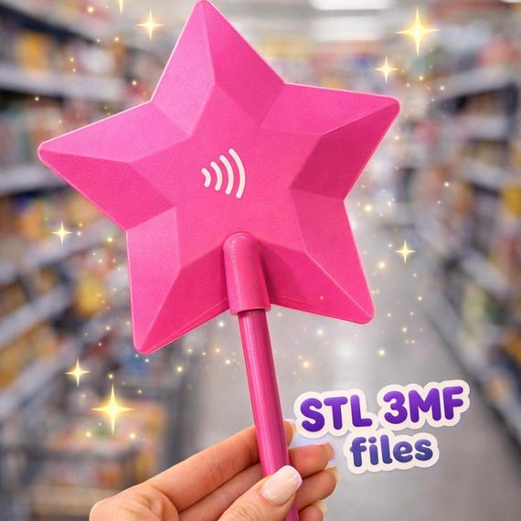 Tap to Pay Wand STL 3MF | Star Credit Card Holder Prop 16cm | Festival Rave 3D Print File