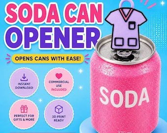 Soda Can Tab Opener Keychain 3D Printer File | Nurse Scrubs Top Medical Gift | STL 3MF