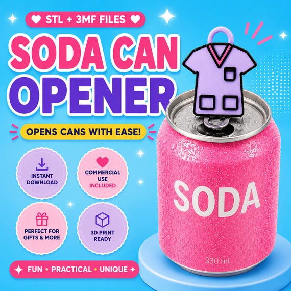 Soda Can Tab Opener Keychain 3D Printer File | Nurse Scrubs Top Medical Gift | STL 3MF
