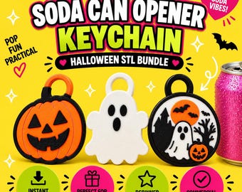 Pacchetto di apribottiglie per Halloween in formato STL – Fantasma/Zucca/Scena (file STL + 3MF)