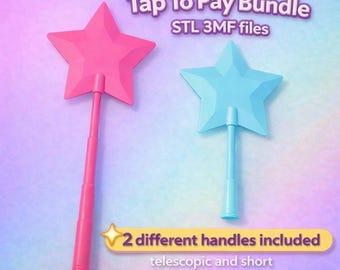 STL 3MF Star Wand Tap to Pay Bundle, Telescopic + Festival Short Handle 16cm, Magic Credit Card Holder, TikTok Viral NFC Wand, 3D Print File