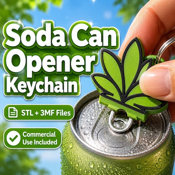 Weed Leaf Can Opener STL 3MF, Cannabis Nail Saver Keychain 3D Print File, 420 Gift Commercial Use Digital Download
